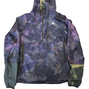Adidas Climalite Hooded Windbreaker Jacket Abstract Print Women's Small